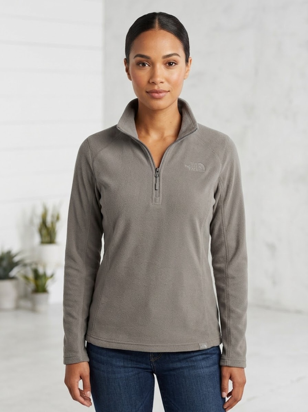 The North Face Women's Glacier 1/4 Zip Microfleece Pullover Jacket - TaupeGray M